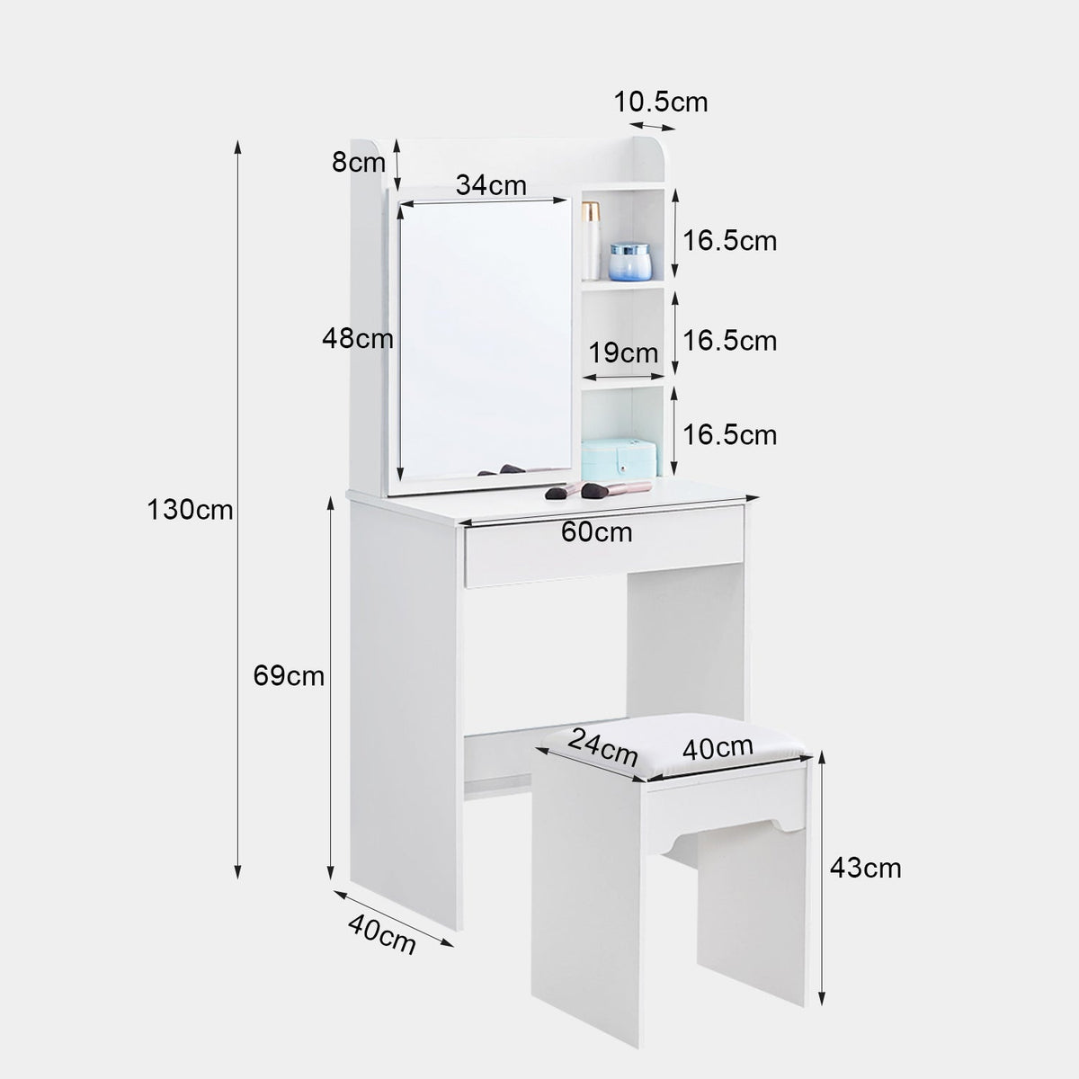 Mona Small Dressing Table Set [with Sliding Mirror]